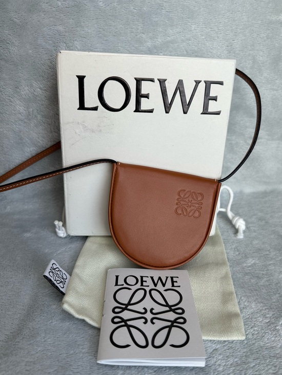 Loewe Handbags - LOEWE Heel Mini Pouch Necklace Bag Tan Leather Complete Set 🤎